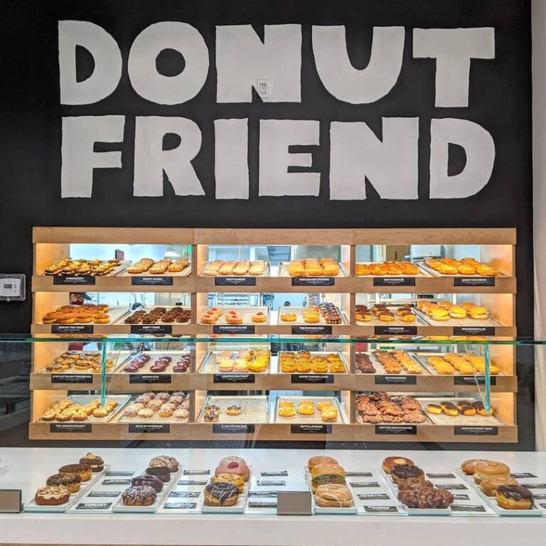 A donut display case