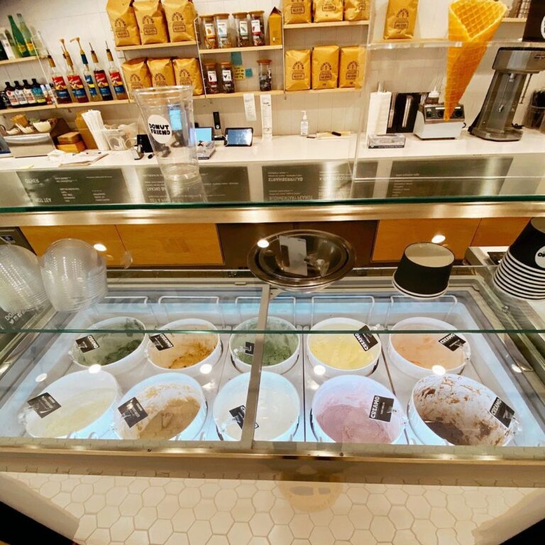 An ice cream display case