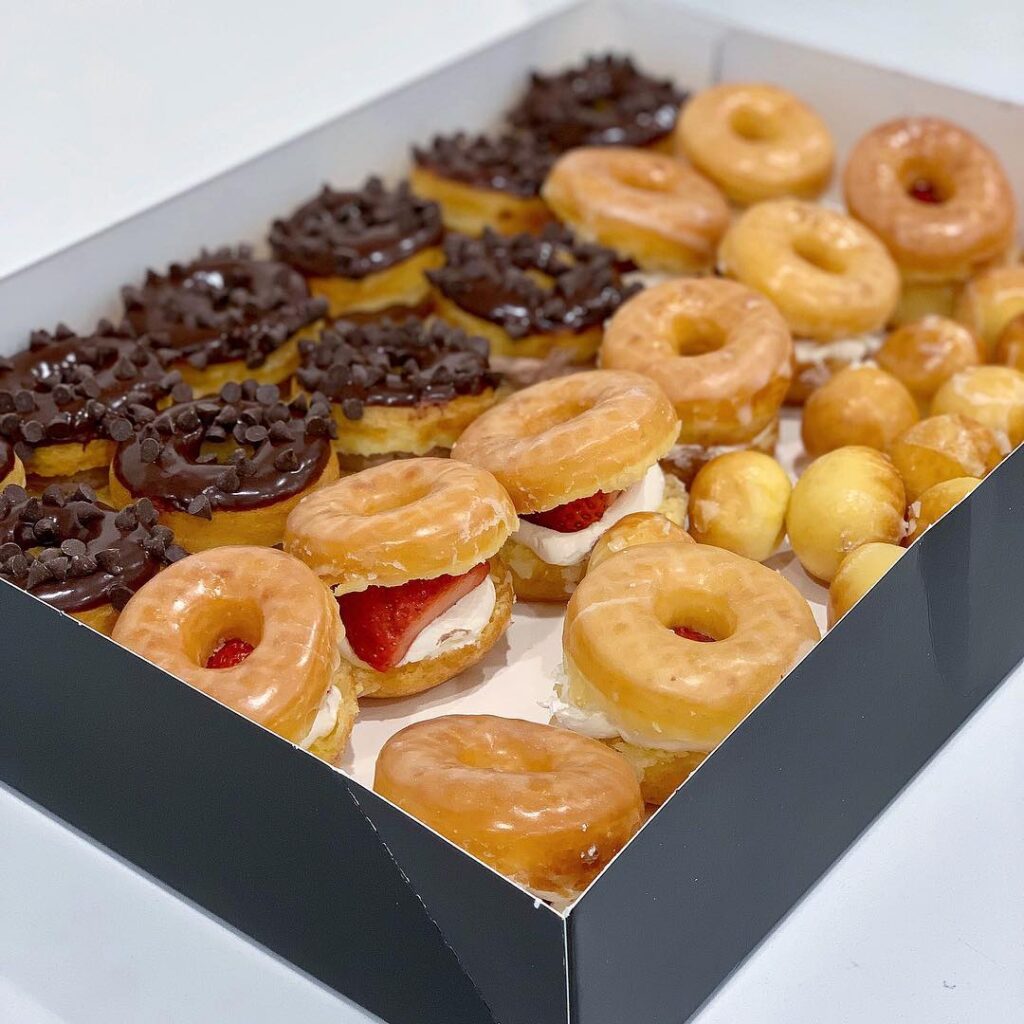A box of miniature donuts