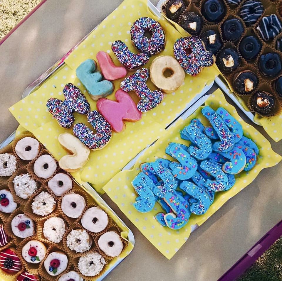 A mixture of donut letters that read "HELLO JUNIOR"